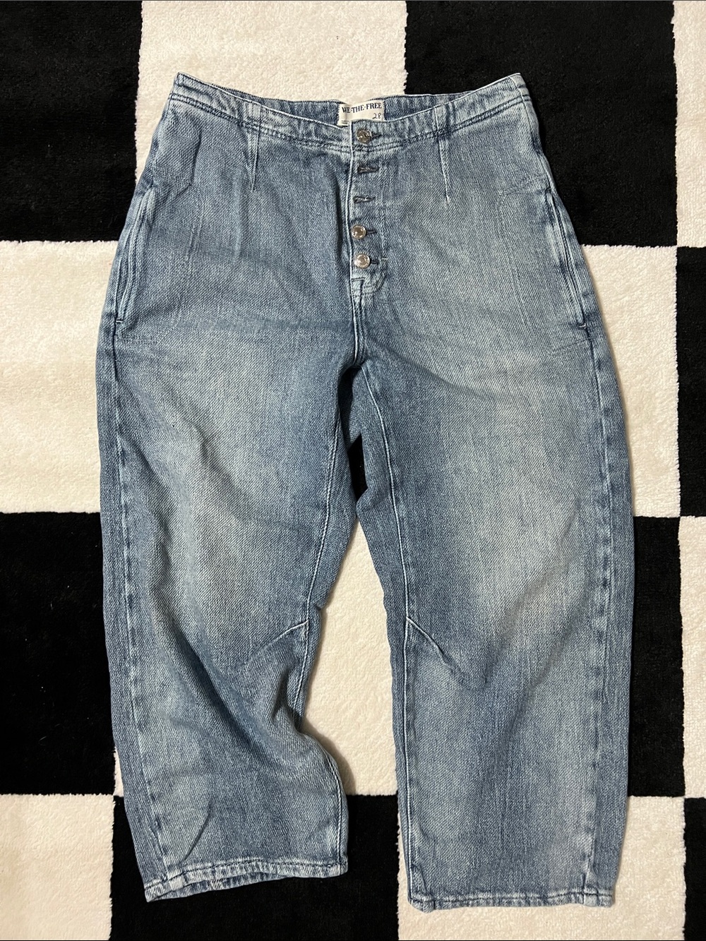 Free People Light Wash Straight-Leg Button-Fly Jeans